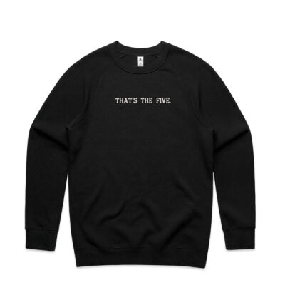 Embroidered sweatshirt with "that's the five."  Thumbnail